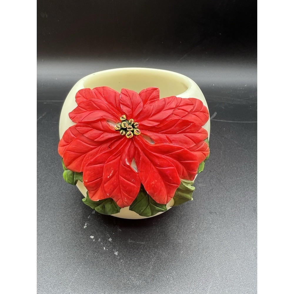 🌺Ibis & Orchid 3.5" 3D Texture Poinsettia Votive Candle Holder – RARE Find!